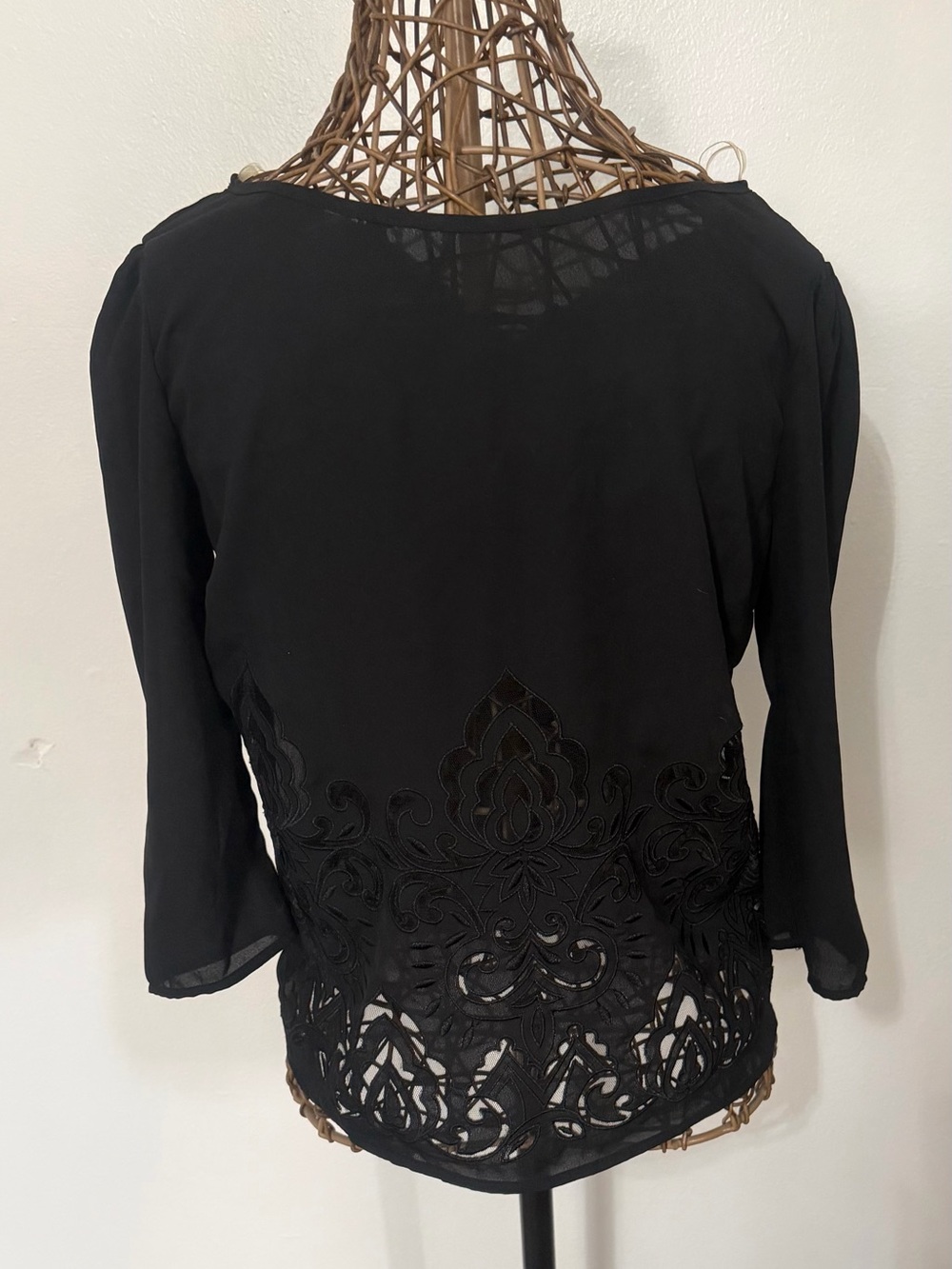 Francesca's Collections Black V-Neck Button black Blouse